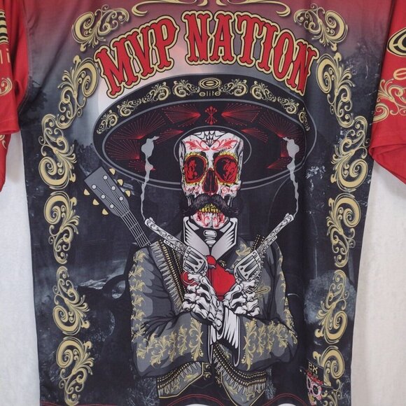 Elite MVP Nation Mens 2XL Red Shirt Polyester Graphic Shirt Dio De Los Muertos - Picture 2 of 16